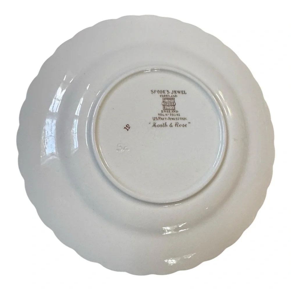 Antique SPODE Copeland Bread Plate Heath & Rose in Jewel Shape 6 1/4” Set of 4